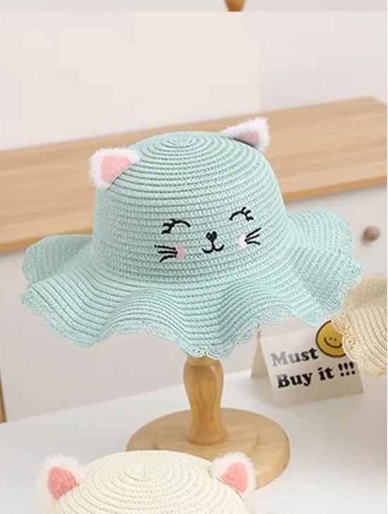 Kids Crochet Mini Sunhat W/ Cat Ears